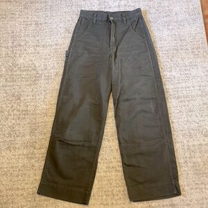 Wide Leg Utility Pants in Dark Olive